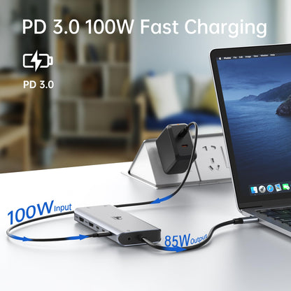 USB C Docking Station Dual Monitor Dock for Laptop 13 in 1 USB C Hub Triple Display with 2 HDMI, DisplayPort, 5 USB C/A, Ethernet, 100W PD, SD/TF, Audio/Mic for Dell HP Surface