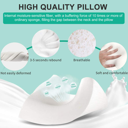 Fityou Memory Foam Pillow, Neck Support Pillow Sandwich Pillow Ergonomic Sleep Pillow Removable and Washable Pillowcase Suitable for Back and Side Sleeping