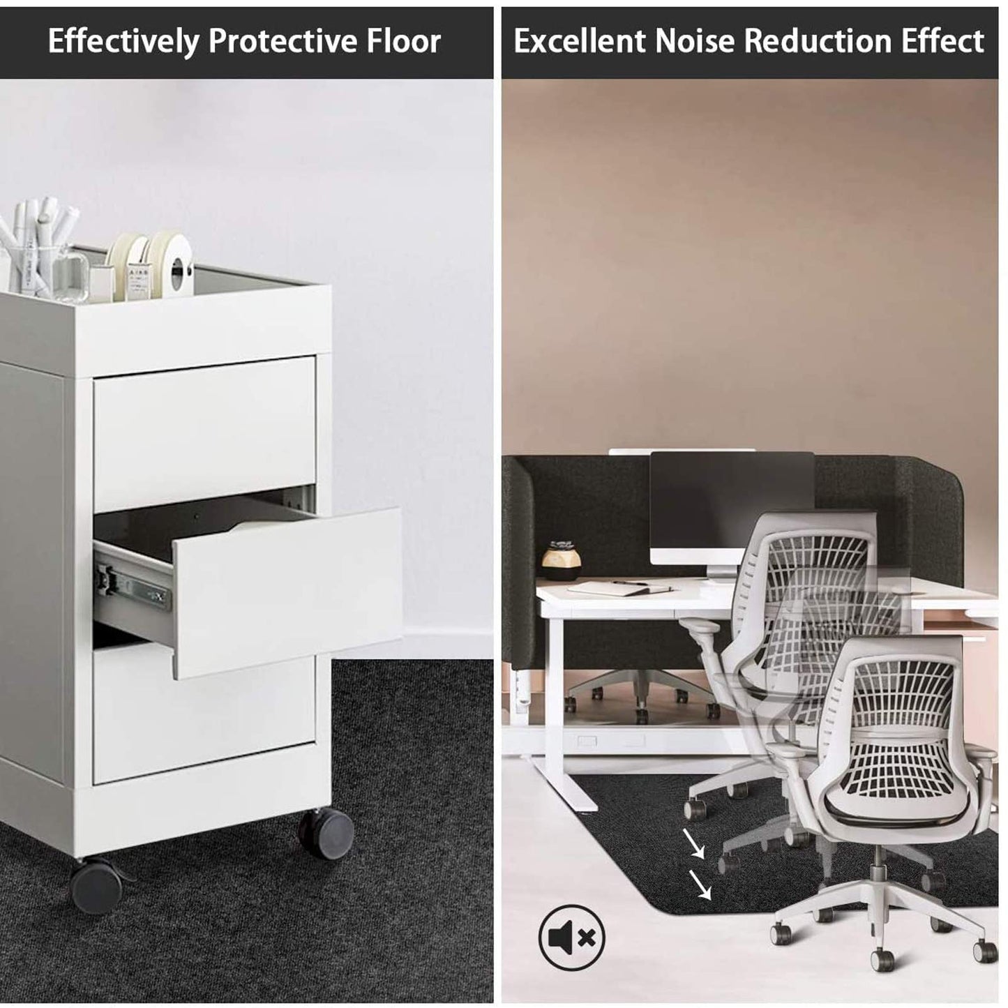 90x120cm Office Chair Mat, Improved Version - Hard Floor Mat for Desk, Low Pile Office Chair Mat for Hardwood Floors, Multi-Purpose Protective Chair Carpet for Home (White)