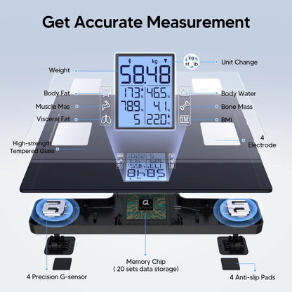 Arboleaf Body Fat Scale with App, Digital Bathroom Scale, Body Composition Scale for Body Fat