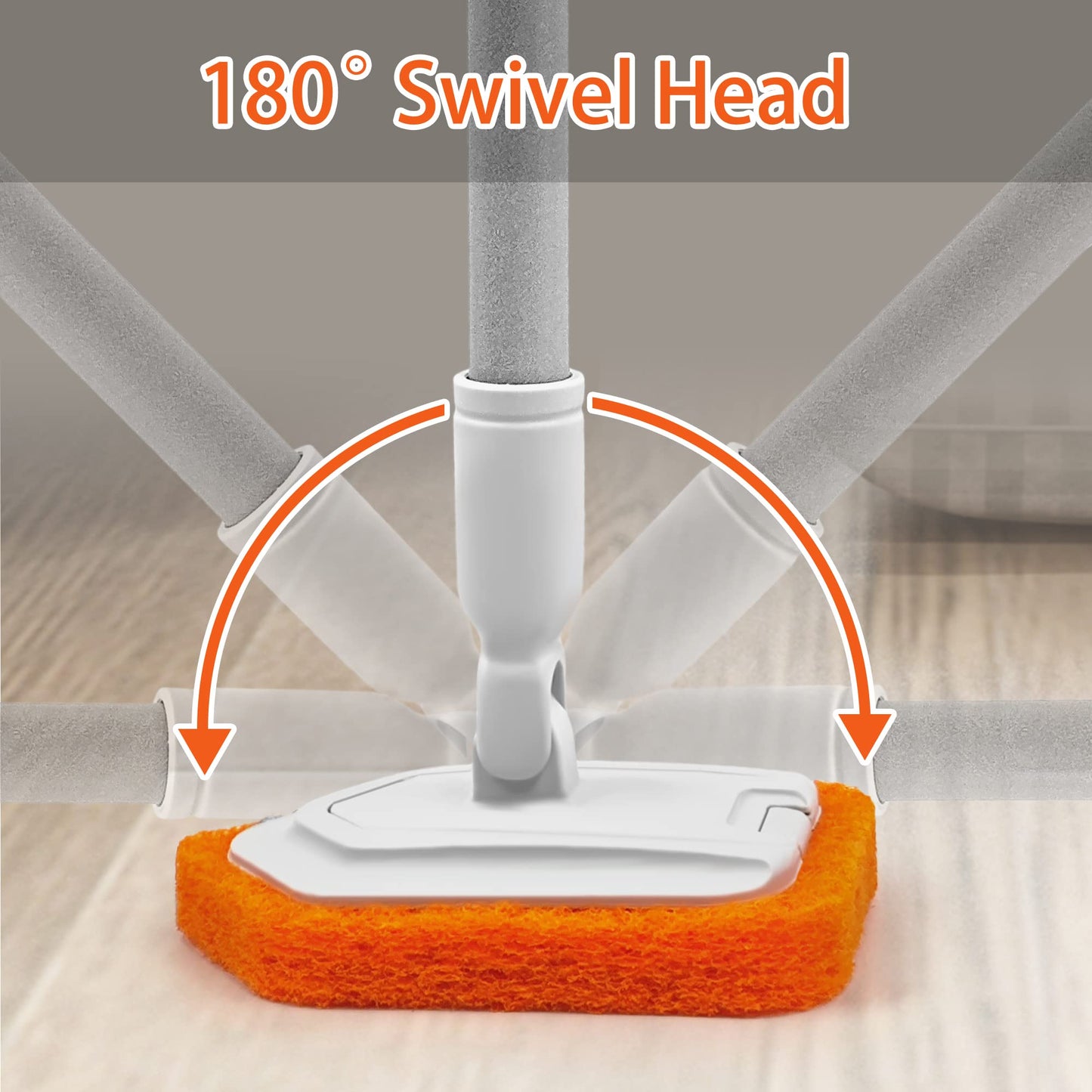 JEHONN 4-in-1 Shower Scrubber, Scrubber with Long Handle Cleaning Brush, 4 Different Functions Scrub Brush Attachments for Bathroom, Tub, Floor, Wall, Baseboard