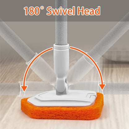 JEHONN 4-in-1 Shower Scrubber, Scrubber with Long Handle Cleaning Brush, 4 Different Functions Scrub Brush Attachments for Bathroom, Tub, Floor, Wall, Baseboard