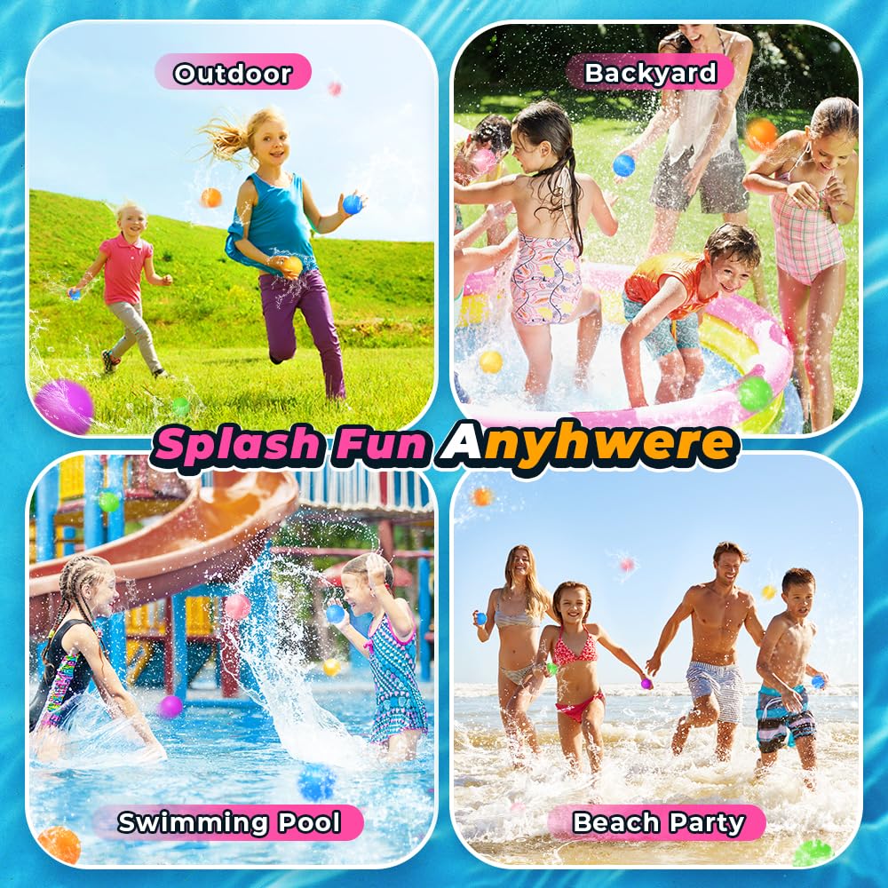 8 reusable water balloons, pool toys for boys and girls, water toys for beach and outdoor activities for kids aged 3-12, summer water toy.