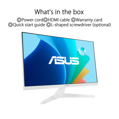 ASUS Eye Care VY249HF-W - 24 inch Full HD monitor - 100 Hz, 1ms MPRT, AdaptiveSync - IPS panel, Vesa 100x100, 16:9, 1920x1080, HDMI, White.