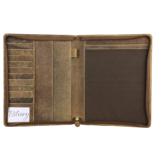 Greenburry Vintage A4 leather zippered portfolio conference folder document college file folder BV-GB-5AM-25