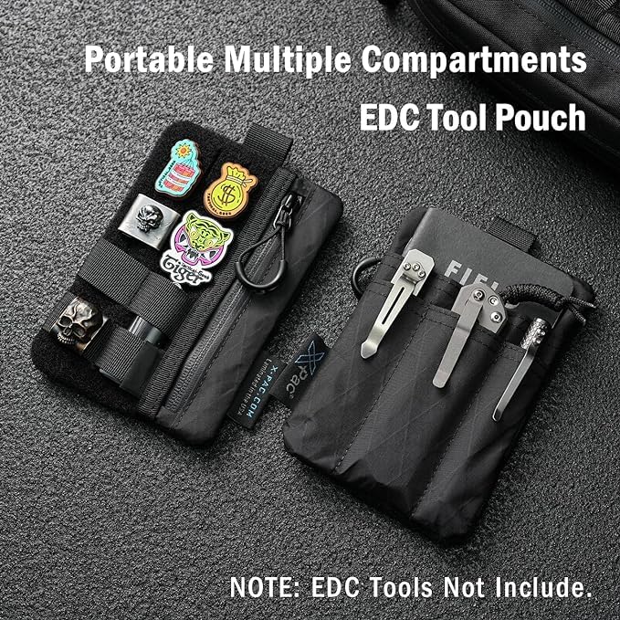 VIPERADE VE27 X-Pac EDC Organizer is a small EDC pocket pouch with 4 pockets, perfect for storing multitool pocket organizer tools. Features a black design with Velcro area.