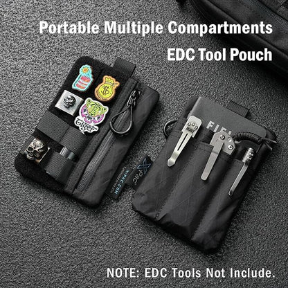 VIPERADE VE27 X-Pac EDC Organizer is a small EDC pocket pouch with 4 pockets, perfect for storing multitool pocket organizer tools. Features a black design with Velcro area.