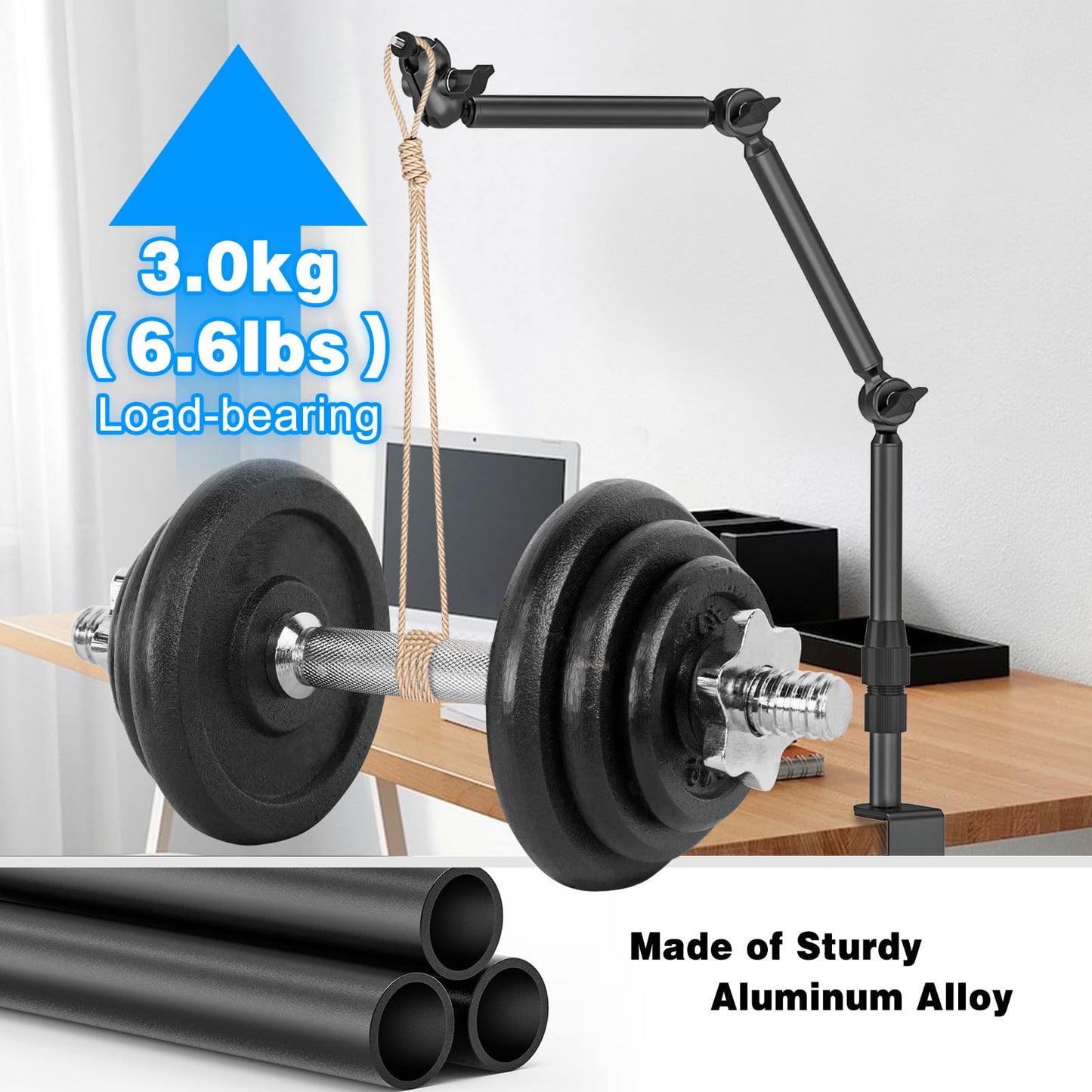 Rodison webcam stand holder, 78.4 cm desk camera mount with 1/4'' screws for DSLR cameras, ring light, projector, Logitech webcam, handycam, GoPro Hero 8 7 6 5.