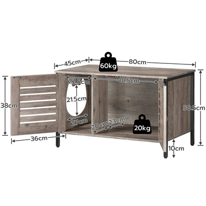 HOOBRO Cat Litter Box Cabinet, Cat Cabinet for Cat Toilet, Cat House Cat Furniture with Louvered Door, Pet Box with 4 Iron Feet, 80 x 45 x 50.5 cm, Greige EBG06MW01