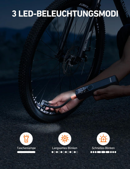 AstroAI Bike Pump Electric Air Pump, 150PSI Portable Battery Bike Pump for all valves, High-pressure motor designed for bikes, Rechargeable for city bikes, road bikes, mountain bikes, Blue