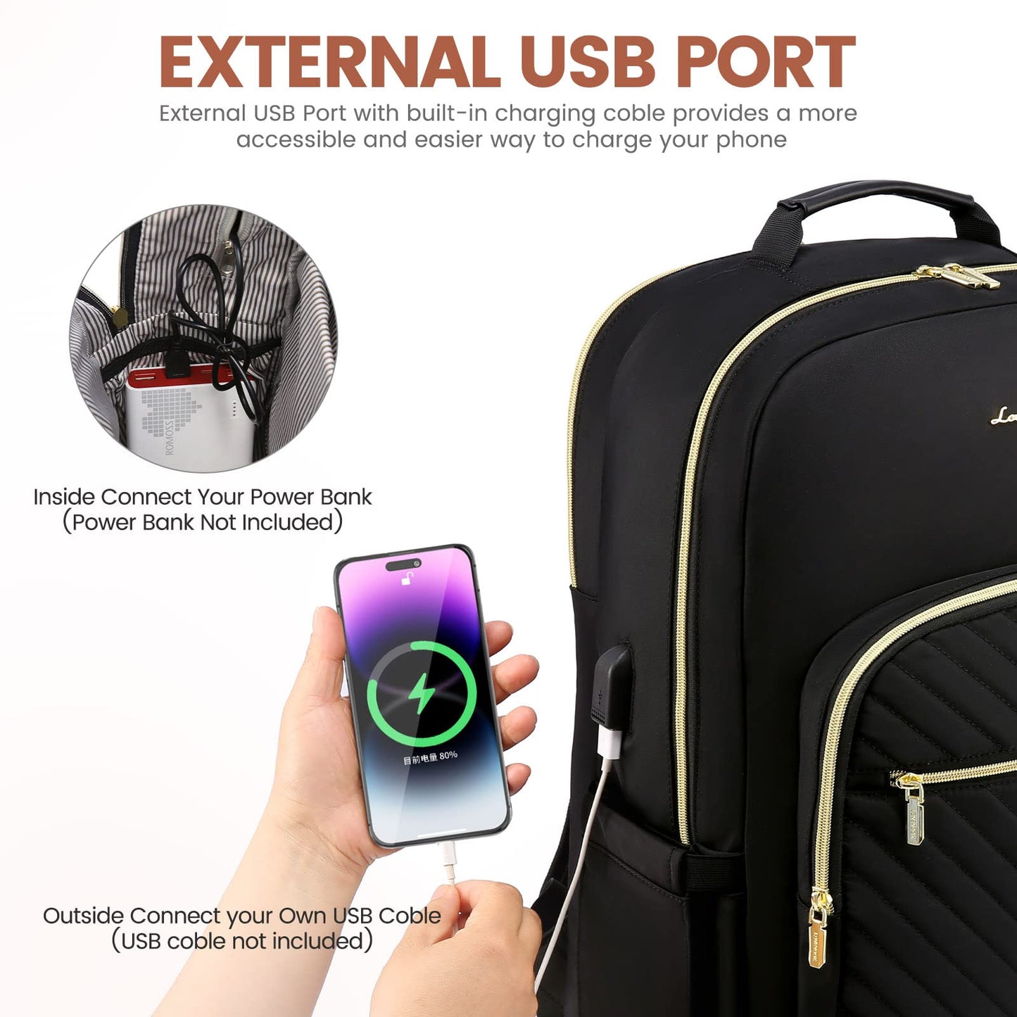 LOVEVOOK Backpack for Women, Large 15.6 Inch Laptop Bag Waterproof School Backpack for Girls Teenagers Daypacks Black, Elegant Backpack Work Bag for School College Travel.