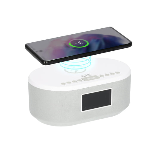 AIC radio alarm clock DAB with charging function Bluetooth QI function USB dual alarm 18DAB white