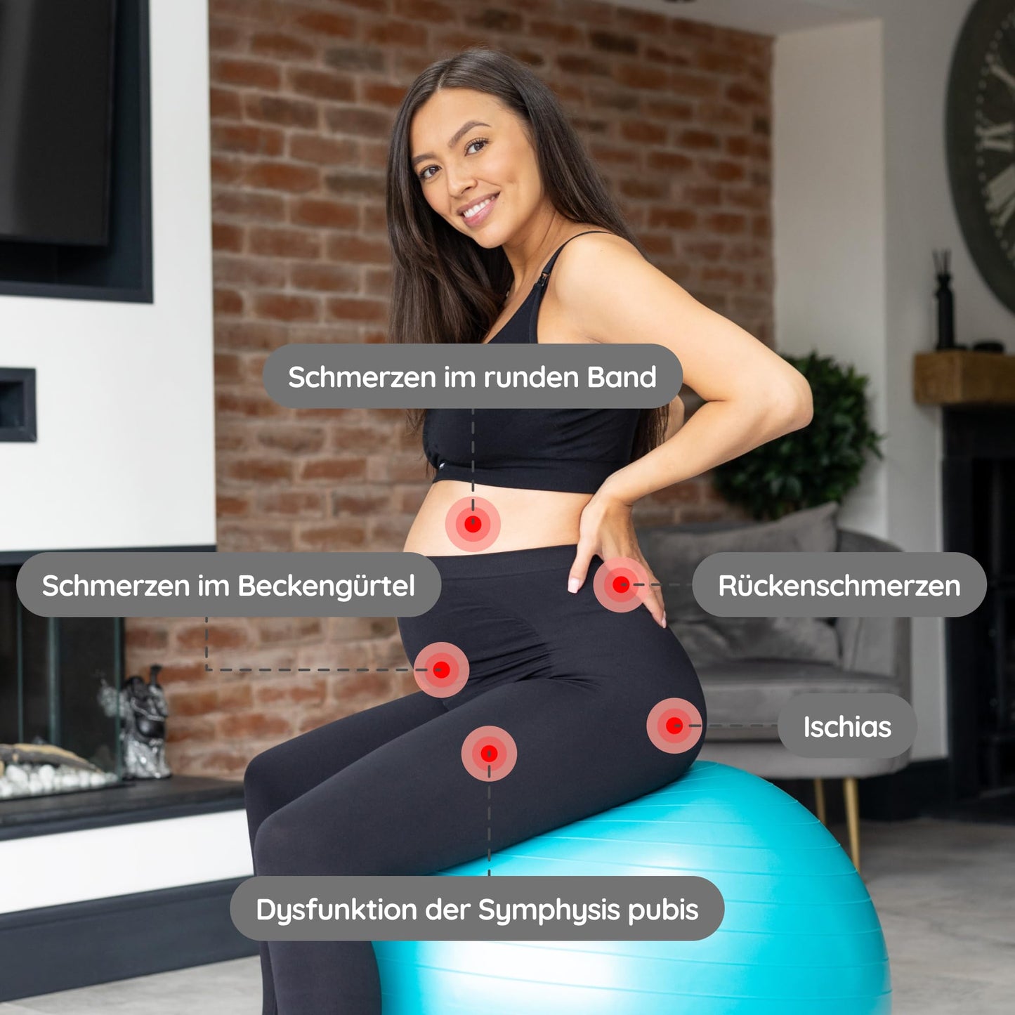 BABYGO® Pregnancy Exercise Ball | Office Pregnant Yoga Pezziball | Includes Pregnancy Book for Birth & Fitness | Anti-Burst 1000 Kg (Aqua, 75cm)
