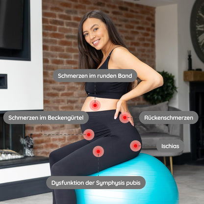 BABYGO® Pregnancy Exercise Ball | Office Pregnant Yoga Pezziball | Includes Pregnancy Book for Birth & Fitness | Anti-Burst 1000 Kg (Aqua, 75cm)