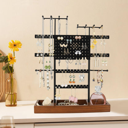 Kingling jewelry stand, jewelry holder, jewelry organizer, jewelry display stand for storing necklaces, earrings, rings - Black.