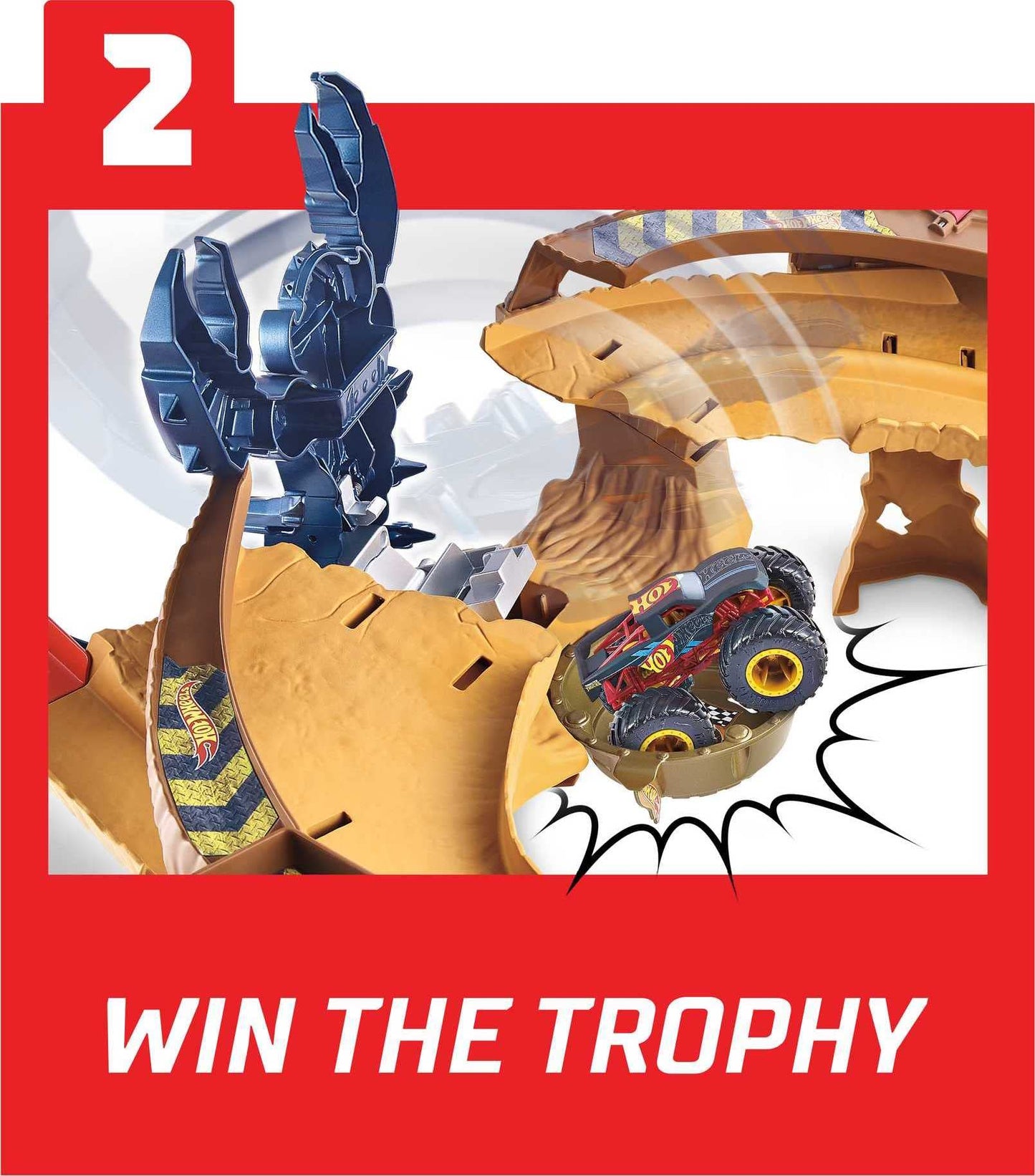 Hot Wheels GTL33 - Monster Trucks Scorpion Accelerator Track Set with monster truck and Hot Wheels vehicle, featuring a giant scorpion as the archenemy, for ages 4 and up.
