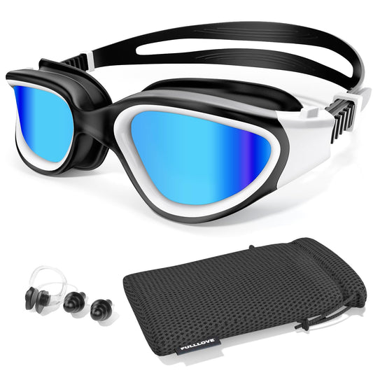 FullLove Swim Goggles for Men and Women, Ten Times Longer Lasting Anti-fog Swim Goggles for Adult Men and Women, No Leaking with Nose Clip and Earplugs