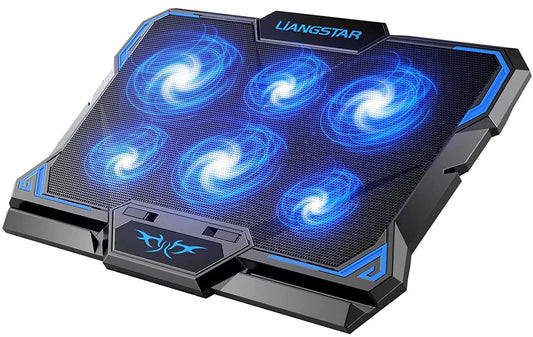 LIANGSTAR Laptop Cooler | Laptop Cooling Pads for 12-17 inch Notebook | 6 Fans with LEDs | 2200 RPM | Quiet Cooling | 2 USB Ports | 3 Height Adjustments | Cooling Pad Cooler Stand