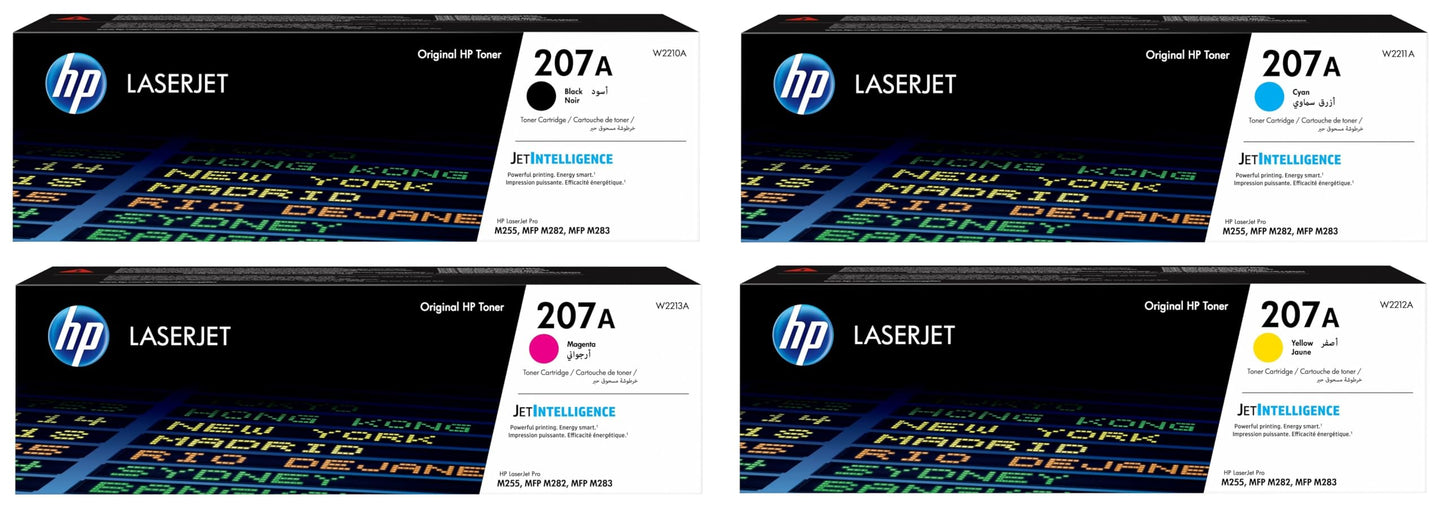 HP 207A 4-pack Original Toner Cartridges (W2210A W2211A W2212A W2213A) Color LaserJet Pro M255 M282 M283