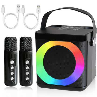 Portable karaoke machine with 2 microphones, Bluetooth karaoke set for kids and adults with voice changing effects & LED lights. Perfect for boys and girls gifts and home parties.
