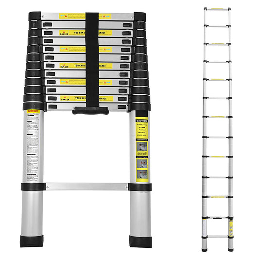 Owlike 3.8M telescoping ladder, non-slip multipurpose ladder 150kg capacity, aluminum household ladder for home repairs decoration wall painting, extendable ladder, multifunction ladder