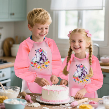 Tutukyle Kids Apron - Waterproof Art Smock for 1st Grade School, Children's Apron for ages 6 and up, Kids Apron with Pockets, Painter's Smock for Crafting, Painting, Cooking.