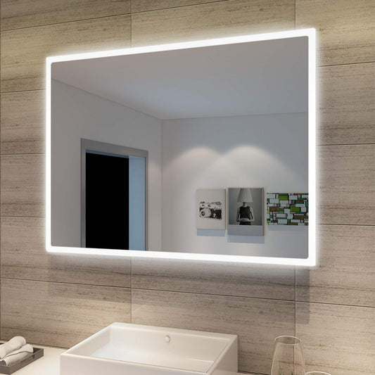 SONNI LED Bathroom Mirror 80x60 cm Wall Mirror with Lighting Cold White IP44 Bathroom Vanity Mirror