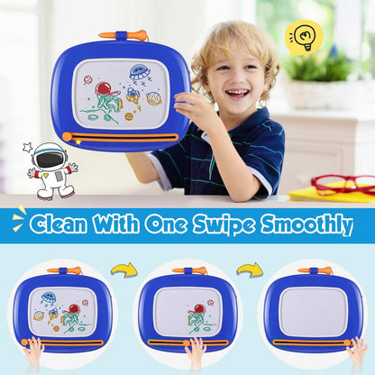Smasiagon Magnetic Drawing Board for Kids, Colorful Erasable Magna Doodle with Legs for Toddler Toy for 1 2 3 Year Old Boys Gift (Navy Blue)