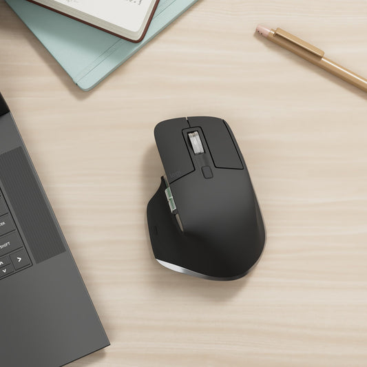 Logitech MX Master 3S for Mac - Wireless Bluetooth mouse with ultra-fast scrolling, Ergo, 8K DPI, Glass Tracking, Quiet Clicks, USB-C, Apple, iPad - Space Grey, Black