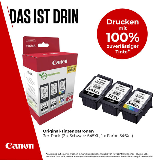Canon ink cartridges & paper multipack- PG-545XL/CL-546XL Original high yield printer cartridges 2 pack (2X black, 1 x color)