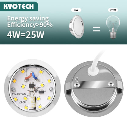 KYOTECH 6-Pack LED Furniture Light 230V, 3.5W LED IP44 G4 15mm Flat Furniture Recessed Light, 3000K Warm White, Kitchen Hood Light, Bathroom Recessed Spotlight, Kitchen Hood Lights (Chrome)