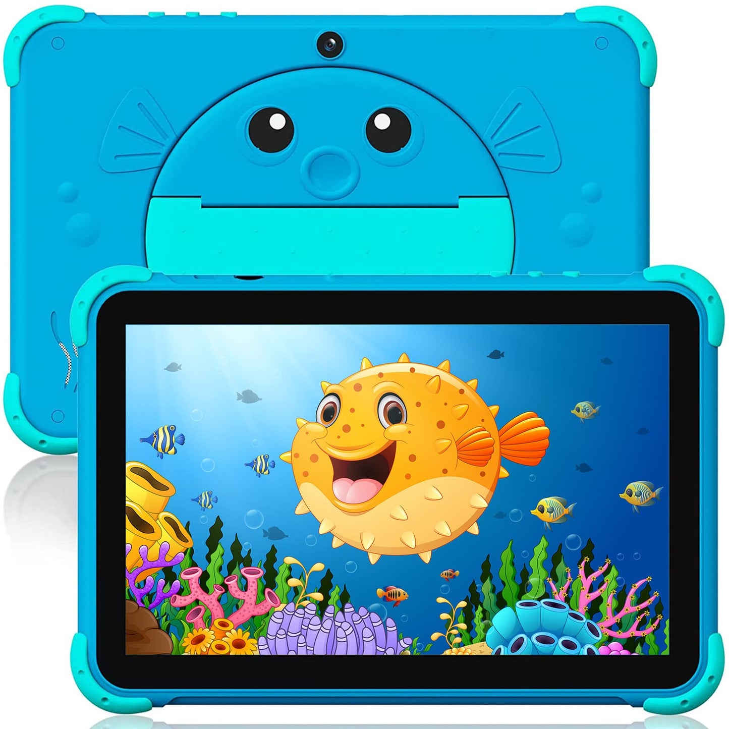 Ascrecem Kids Tablet 10 Inch Android Tablet with WiFi Dual Camera IPS Display 2GB 32GB ROM, Learning Children's Tablet for 3-14 Years Old, Toddler Tablets PC with Kid-Proof Case Kids Software (Blue)