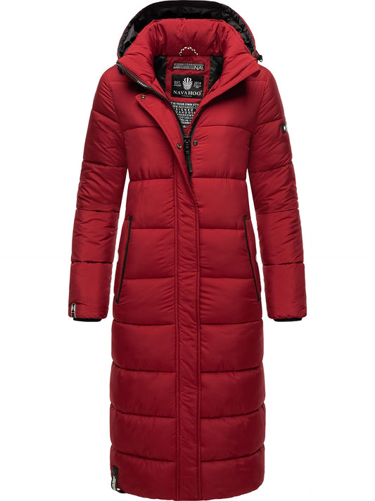 Navahoo women's winter coat Warm quilted coat long with detachable hood Isalie Dark Red size XS