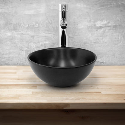 ML-Design ceramic washbasin in matte black Ø 280 x 150 mm, Round countertop basin, Modern washstand, Washbowl with drain hole, Hand washbasin for bathroom/guest toilet.