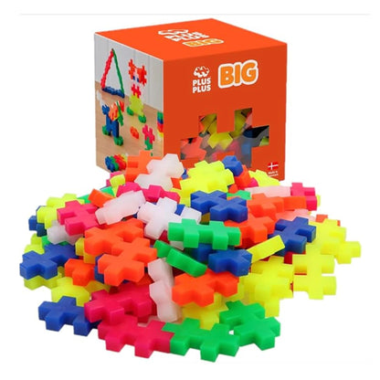 Plus-Plus 9603411 Creative Building Blocks, Big Neon Set, Awesome Construction Toy, 100 Pieces