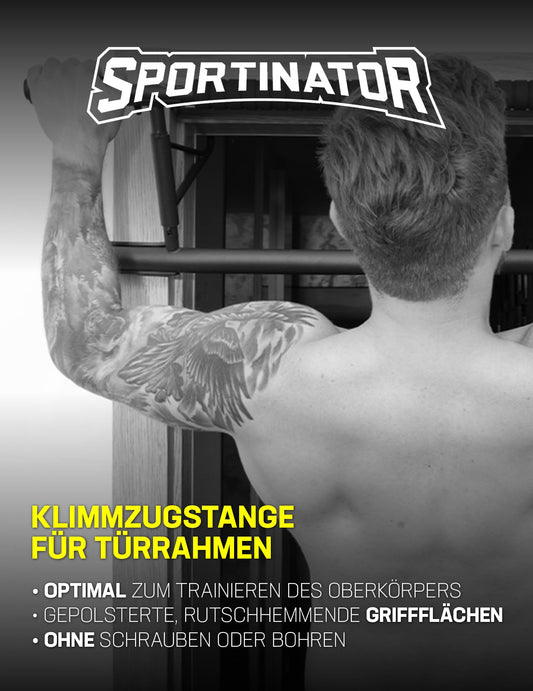 SPORTINATOR® Pull-Up Bar for any standard door frame, dimensions 100 x 27 x 34 cm, with padded handles, foldable design, perfect for your home gym.
