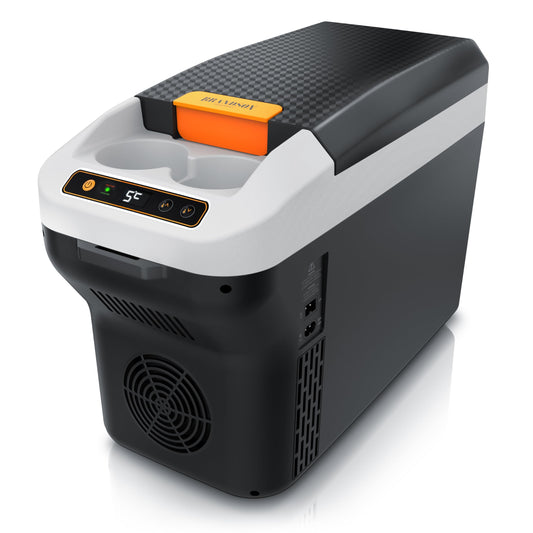 Brandson - Electric cooler box 10L - 230V mains voltage and 12V car battery voltage - cools and warms - heating up to 65°C max - cooling down approximately 20°C below ambient temperature - Cool Grey