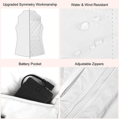 Kintiwe Heated Vest, Women's Heated Vest with 12000mAh Powerbank, Heated Jacket with 5 heating zones (DE/NL/SE/PL, Alphanumeric, S, Regular, Regular, White)
