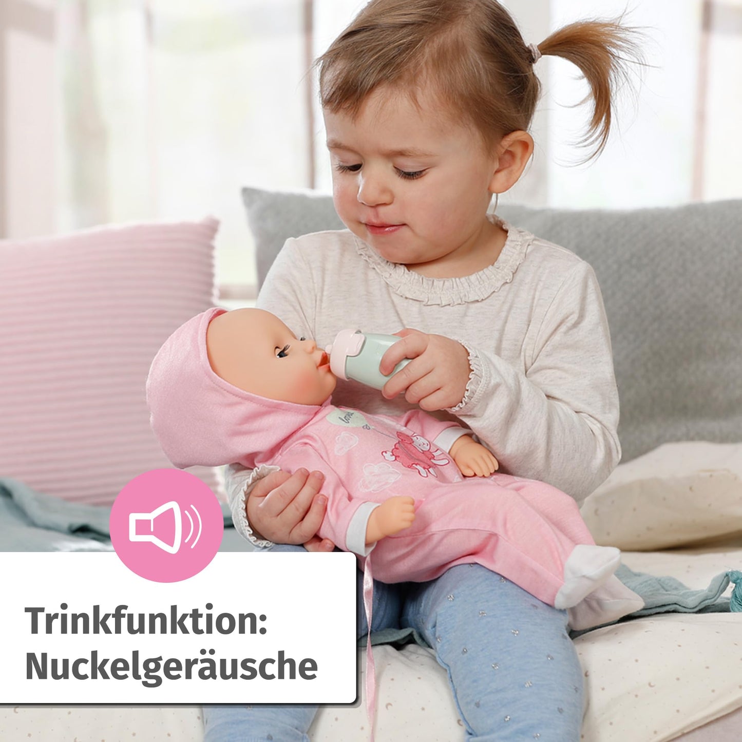 Baby Annabell Hannah Play with Me 36cm, baby doll with 5 functions, soft fabric body and accessories, 36cm tall doll, for children aged 1 year and up, 711002 Zapf Creation.