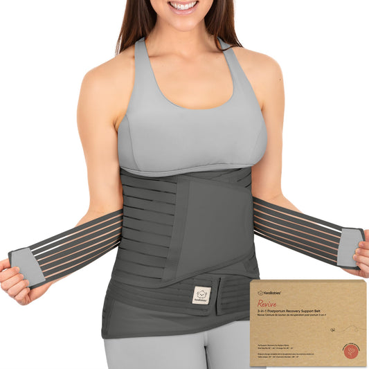 KeaBabies Revive 3 in 1 Postpartum Belt for Women - Belly Belt After Birth C-Section, Postpartum Recovery Belt, Belly Wrap After Birth, Pregnancy Belly Band (Mystic Gray, M/L)