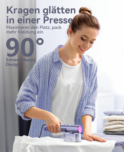 Jack & Rose Clothes Steamer, 110-240V Voltage, 15s Fast Heating, Portable Garment Steamer, 2-in-1 Travel Iron 1000W Steamer, Travel Clothes Steamer for global travel Purple