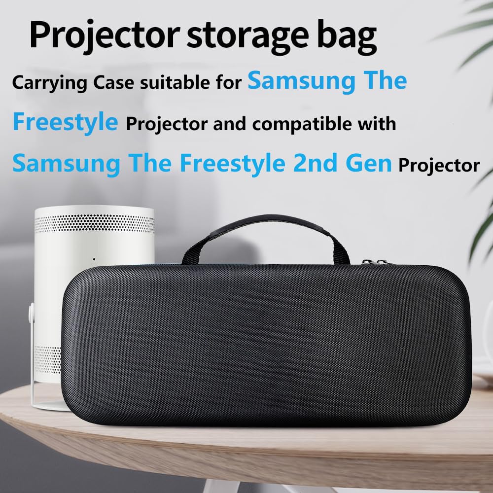 Protective case for Samsung The Freestyle projector, EVA hard shell, travel carrying case, storage bag for Samsung The Freestyle portable projector, Black.