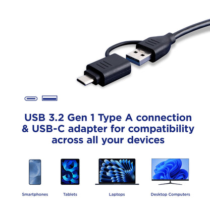 Integral 4-in-1 memory card reader, USB 3.0 & USB C adapter for microSD, SD, Compact Flash, MS Duo/Pro - For iPhone 15/16 Plus/Pro/Pro Max, MacBook Pro/Air, iPad, PC, Laptop, Tablet, Smartphone