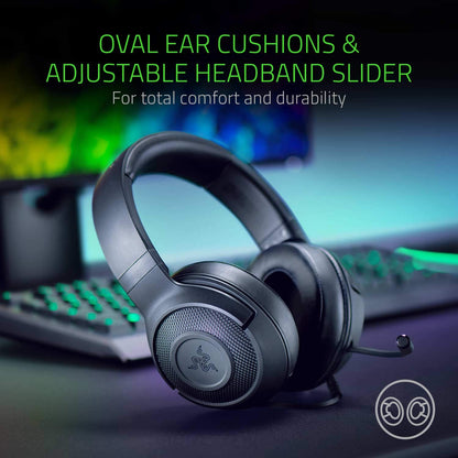 Razer Kraken X Lite - Wired ultra-light PC gaming headset - Surround sound - Bendable cardioid microphone (230g lightweight, 3.5mm jack for PS4, PS5, Switch, Xbox One, Xbox Series X|S) Black