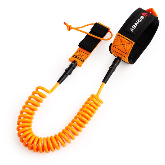 Abahub SUP Leash, SUP accessory, surfboard leash for SUP board safety, 10ft 7mm leash for adults in orange.