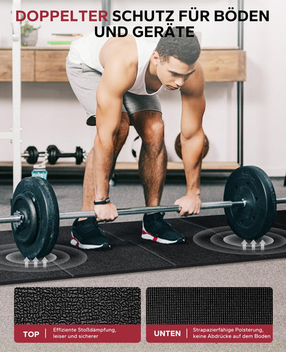 HAPBEAR Foldable Floor Protection Mat For Exercise Equipment- 200cmx90cmx5mm, High-Density PVC, Soundproof Fitness Mat for Treadmills, Elliptical Trainers, Stationary Bikes, Rollers