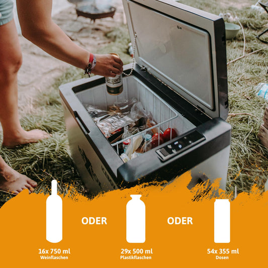 CROSS TOOLS electric compressor cooler box 37L -20°C, for camping & car, portable freezer box, fridge with app, 230V/12V/24V, ideal for boats & vans, 65x37.5x42.7cm, ICEBOX 40, 68061