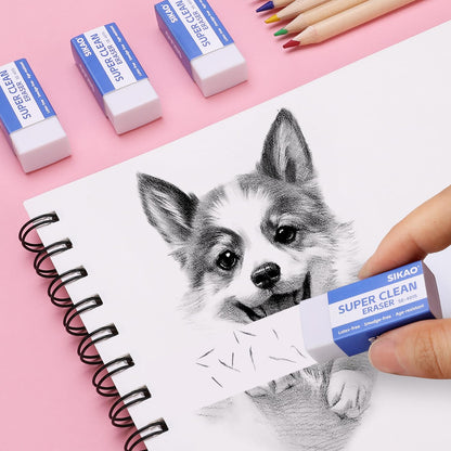 Erasers Sikao 120 Pieces Pencil Eraser Kids, White Bulk Erasers, Art Eraser Soft for Drawing Sketching, Erasers for Artists, Office School Essentials, Eraser