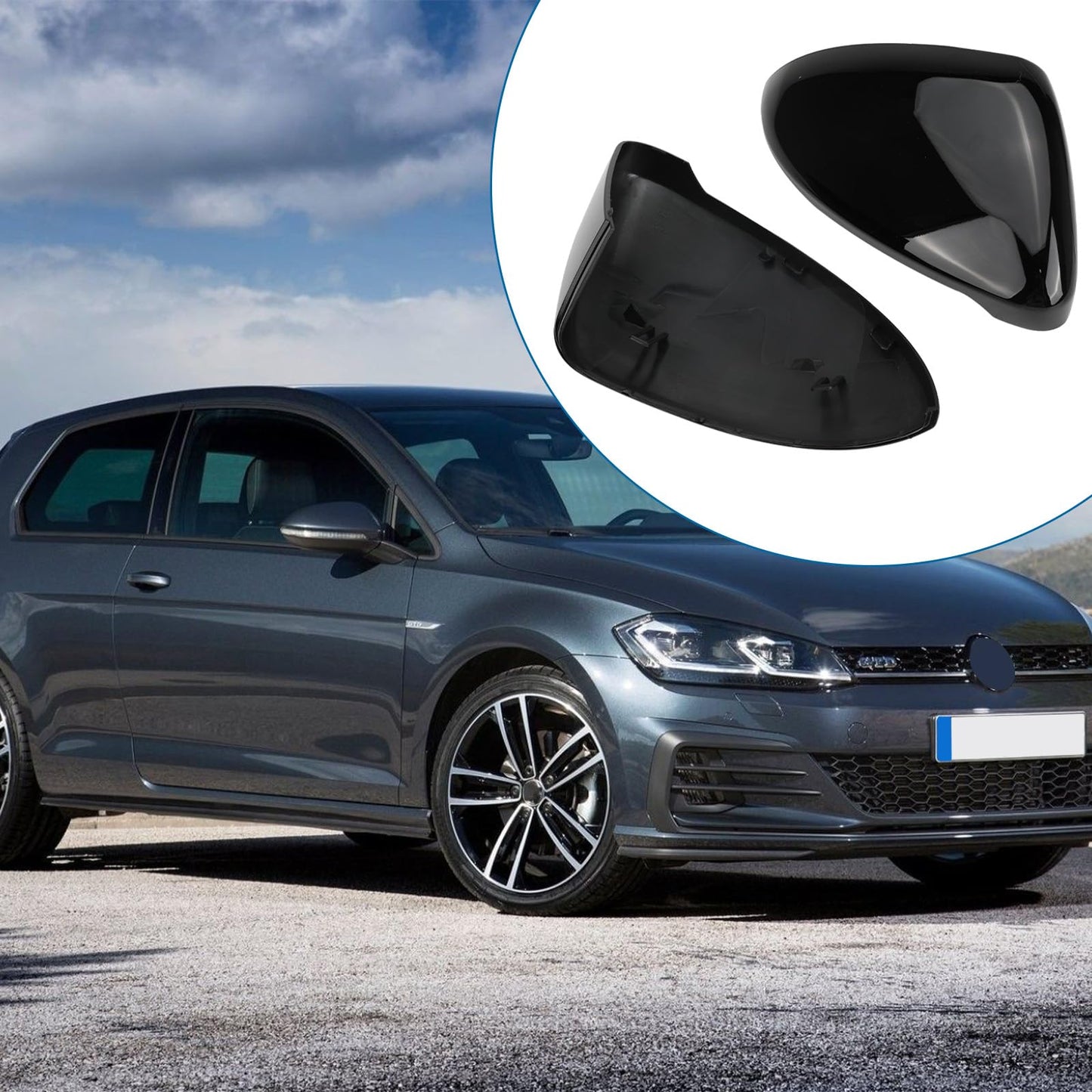 1 Pair Mirror Covers Replacement for VW Golf MK7 MK7.5 R GTD VII 2013-2018, Car Mirror Caps Exterior Mirror Cover Rearview Mirror Cover Replacement for VW Touran 2016 2017 (Black)
