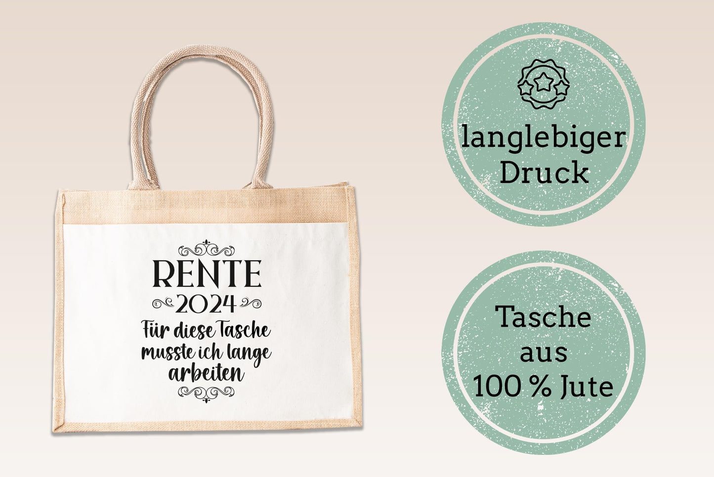 LOVEly - Sustainable jute bag - Retirement 2024 - Bag - for retirement - Gift packaging - Pension - Man - Woman - Funny (M (30x30x19 cm))